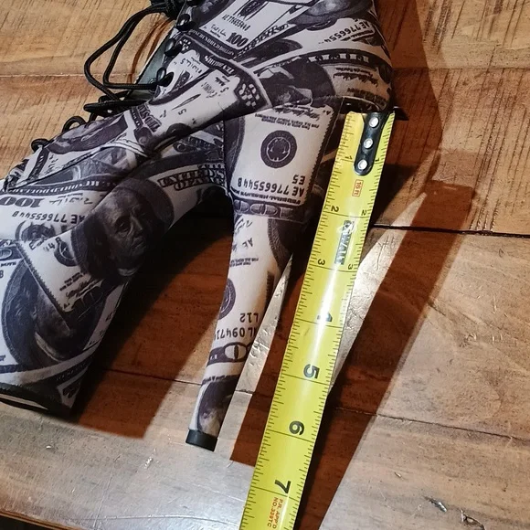 Pleaser Women's Money Print Heeled Boots - Picture 4 of 5